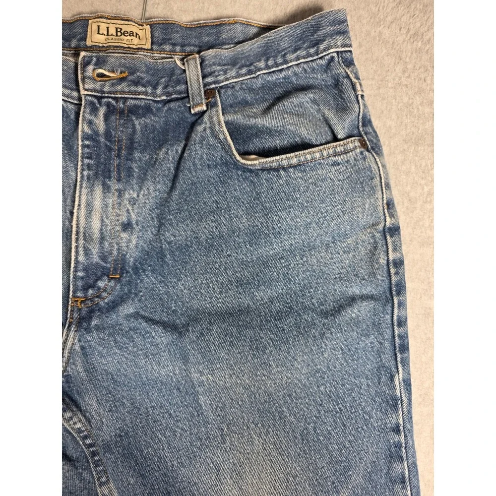 L.L.Bean Classic Fit Jeans Mens 35X29 Blue Medium Wash 100% Cotton Denim